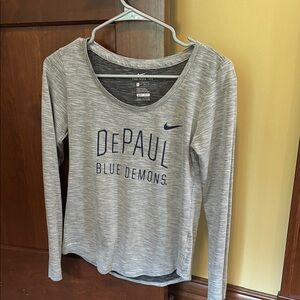 Nike Gray Long Sleeve with DePaul Blue Demons Logo